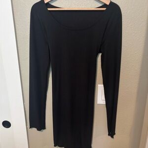 Black Long Sleeve Tie Back Mini Dress